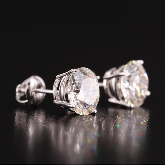 14.0 KT WHITE GOLD 3.48 CTW LAB GROWN DIAMOND EARRINGS - Picture 4 of 6